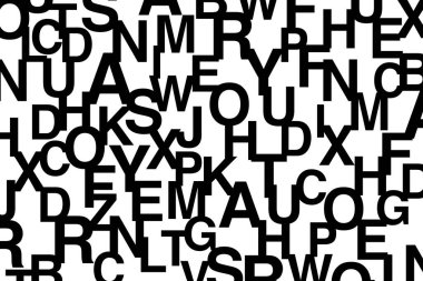 Harflerle yapılan soyut arkaplan şablonu. Modern, tipografik vektör sanatı.