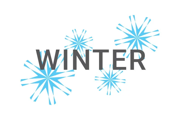 Modern Graphic Design Word Winter Geometric Shapes Snow Flake Abstraction — Stock vektor