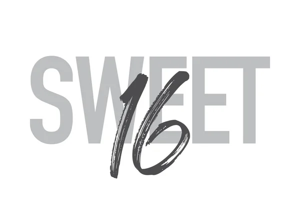 グレーの色調で Sweet ということわざの現代的でシンプルで最小限のタイポグラフィデザイン 手書きのタイポグラフィでクールで都会的でトレンディーで遊び心のあるグラフィックベクトルアート — ストックベクタ