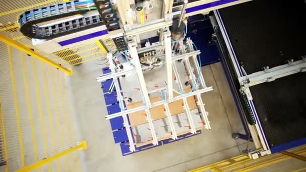 High-tech robotic line for production of metal pipes. Top view of the complex. — Stock Footage High-tech robotic line for production of metal pipes. Top view of the complex. Royalty Free Stock Video
