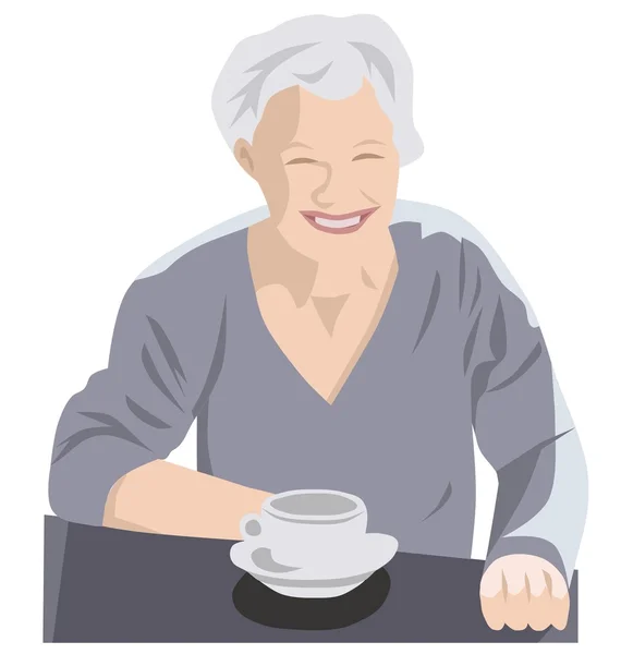 Sorridente senior bere caffè — Vettoriale Stock