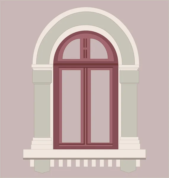 De oude stijl venster in het rood — Stockvector
