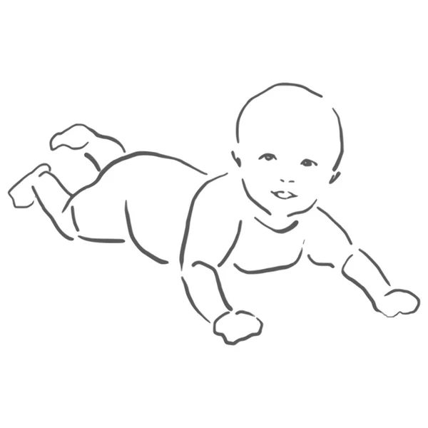 Baby playing on the floor sketch — Stock Vector