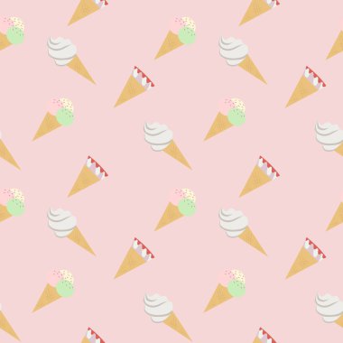 Dikişsiz desen dondurma koni pembe
