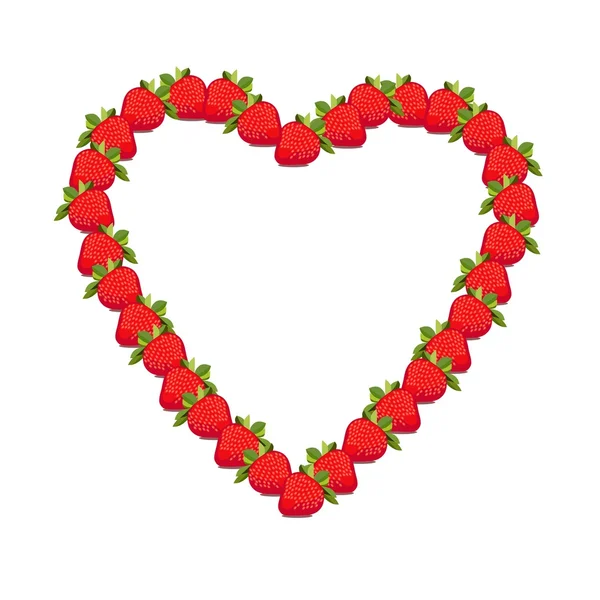 Símbolo corazón con fresas — Archivo Imágenes Vectoriales