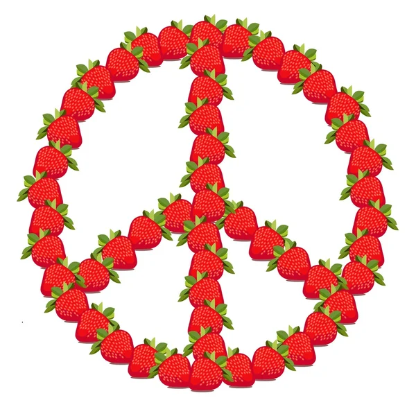 Simbolo di pace con fragole — Vettoriale Stock