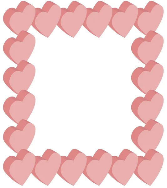 Quadro corações isométricos rosa — Vetor de Stock