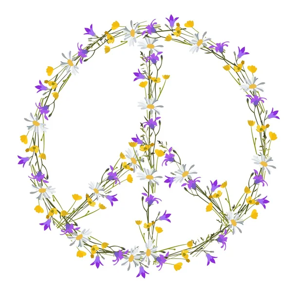 Flower power peace symbol — Stock vektor