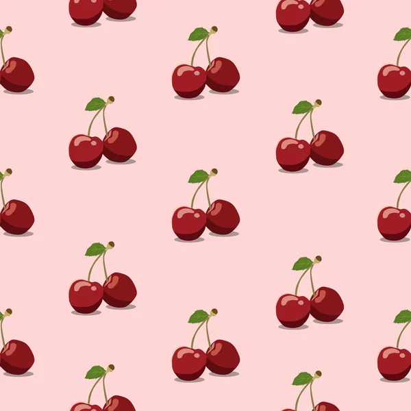 Seamless pattern cherry pink — Stock Vector