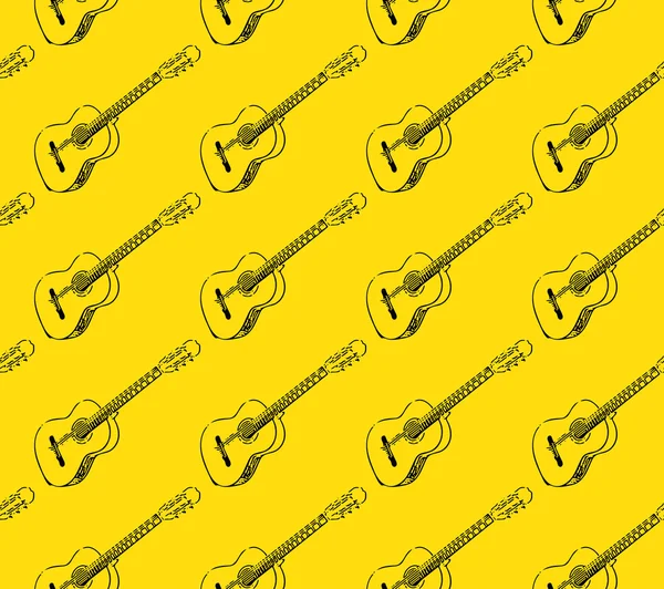 Guitarras padrão sem costura em amarelo —  Vetores de Stock