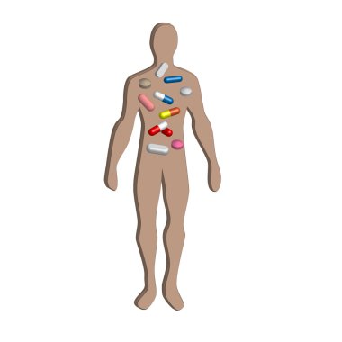 Overmedication treatment of patient in 3D clipart