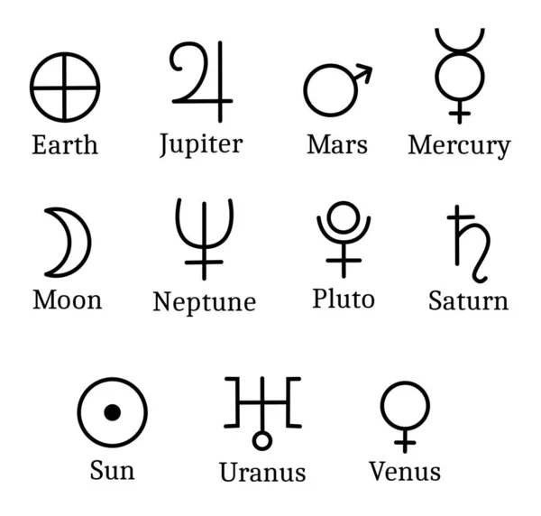 Astrologiczne Symbole Planety Alchemicznej — Wektor stockowy