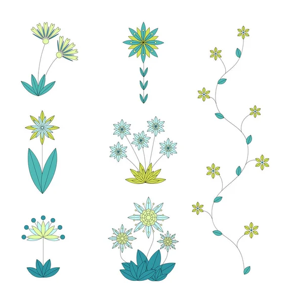 Conjunto Flores Abstractas — Archivo Imágenes Vectoriales