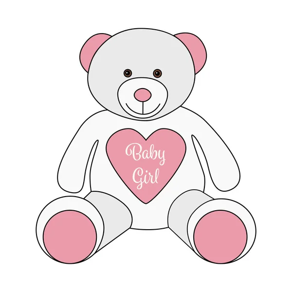 Baby Mädchen Teddybär — Stockvektor