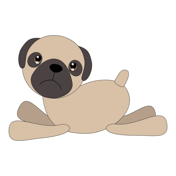 Cute Cartoon Pug Dog — Stock Vector