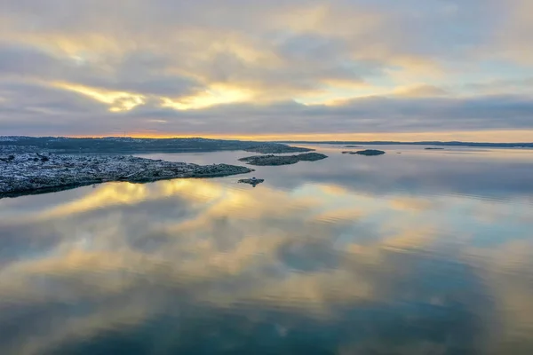 Sea Lika Mirror Winter Drone Photo — Stock Photo, Image