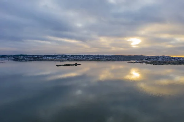 Windless Sea Winter Evening Drone Photo — Stock Photo, Image