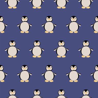 Kusursuz desenli sevimli çizgi film pengueni.