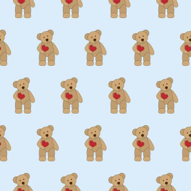 Kusursuz desenli, kırmızı kalpli yaşlı ayıcık.