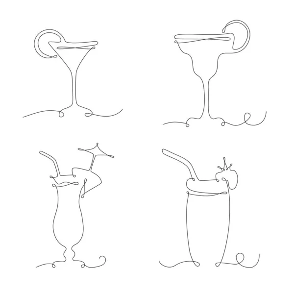 Sada Line Art Drinků — Stockový vektor