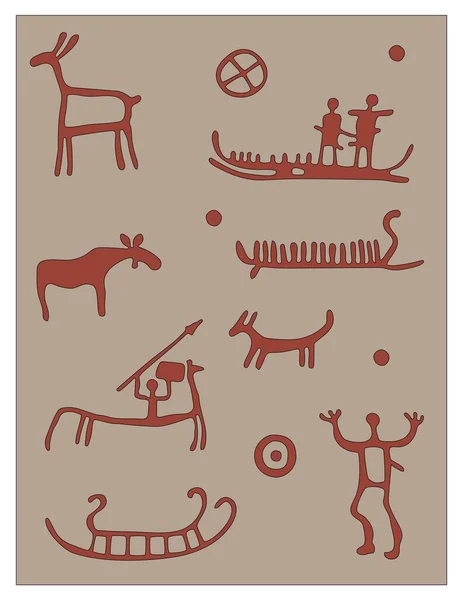 Ancient Rock Carving Symbols — Stock Vector