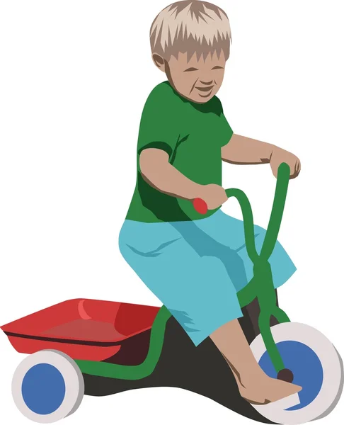 Boy with tricycle — Stock Vector