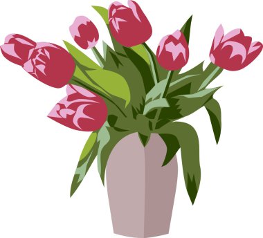 Cam vazo içinde Pembe Laleler