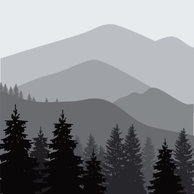 Dağ, dağ, peyzaj, dağ tepe, vektör arka plan