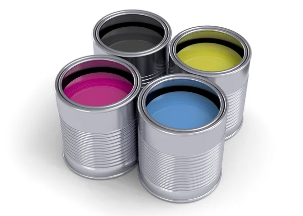 Cans of CMYK Colors — Stok Foto