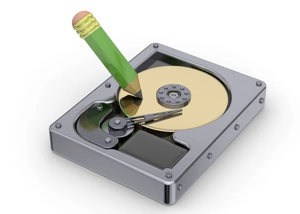 Hard Disk and Writing Concept — Stock Photo, Image