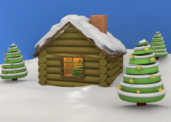 Рождественский дом - 3D — стоковое фото