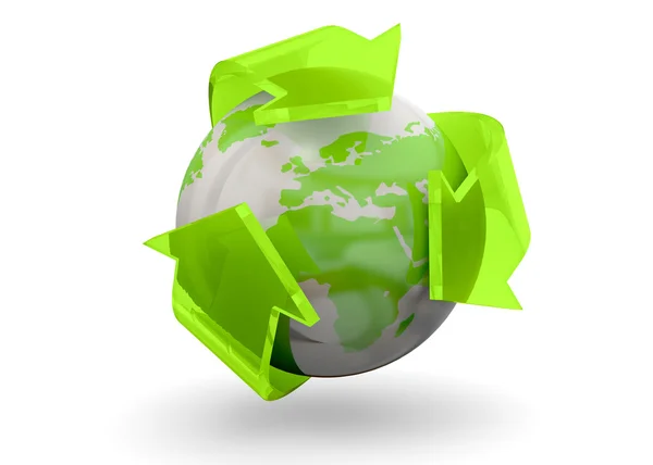 Мир рециклинга - 3D — стоковое фото