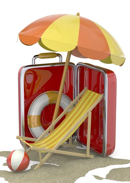 Sommaren i en resväska - 3d — Stockfoto