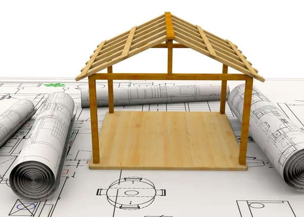 Planificación Home Concept - 3D — Foto de Stock