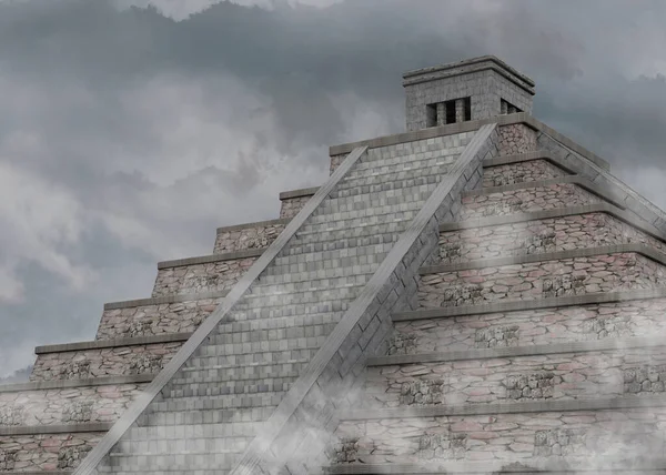 Maya Piramide Illustratie — Stockfoto
