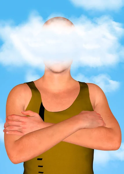 Kafası Bulutlarda Bir Çocuk Boyutlu — Stok fotoğraf