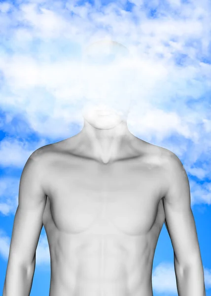 Boy His Head Clouds — Stock Photo, Image