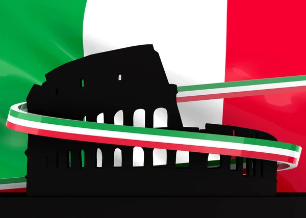 Coliseu Itália Bandeira — Fotografia de Stock