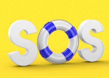 Sarı arka planda Yaşam Şamandırası - 3D