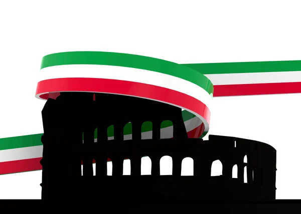 Colosseum Italië Vlag — Stockfoto