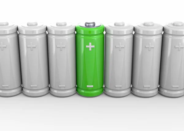 Zöld Batteries Renderelés — Stock Fotó