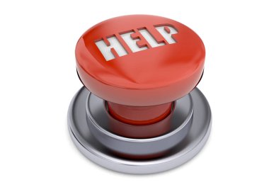 Beyaz arkaplanda Yardım Düğmesi - 3B