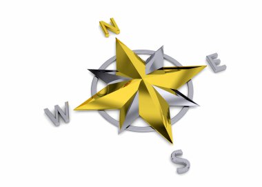 Beyaz arkaplan üzerindeki Rose pusulası