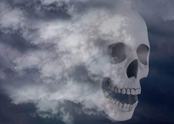 時間の霧に包まれた頭蓋骨 — ストック写真
