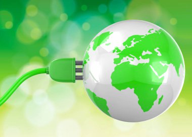 Dünya ve Yeşil Enerji Konsepti - 3D
