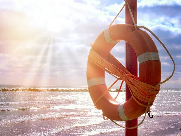 Lifebuoy Sea Sunset — Stock Photo, Image