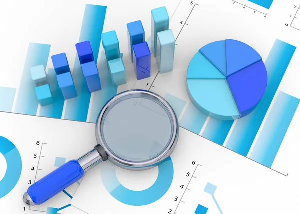 Graph Diagram Magnifier — Stock Photo, Image