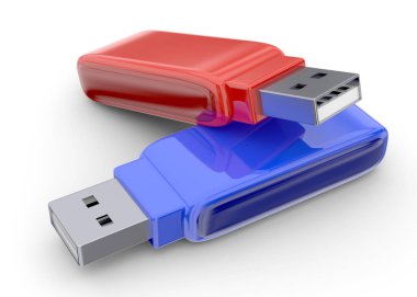 Beyaz arkaplanda Pendrive 3d
