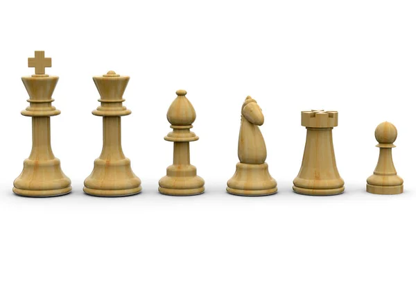 Wood Chess Vit Bakgrund — Stockfoto