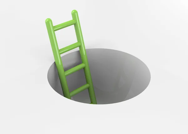 Ladder in a Hole - 3D — Stock Photo, Image